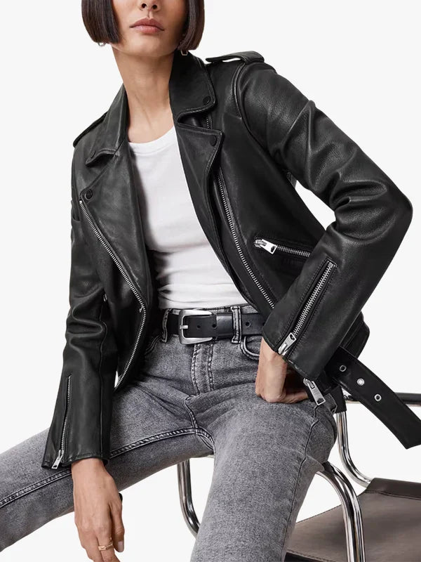 Balfern Classic Black Genuine Leather Biker Jacket