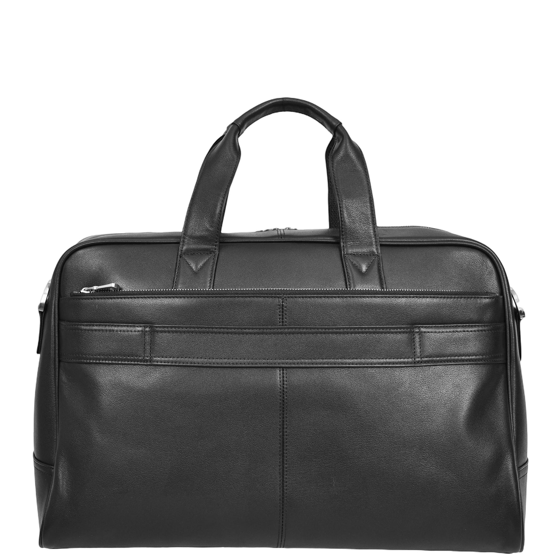 Black Leather Holdall Bag For Weekend Overnight And Travel