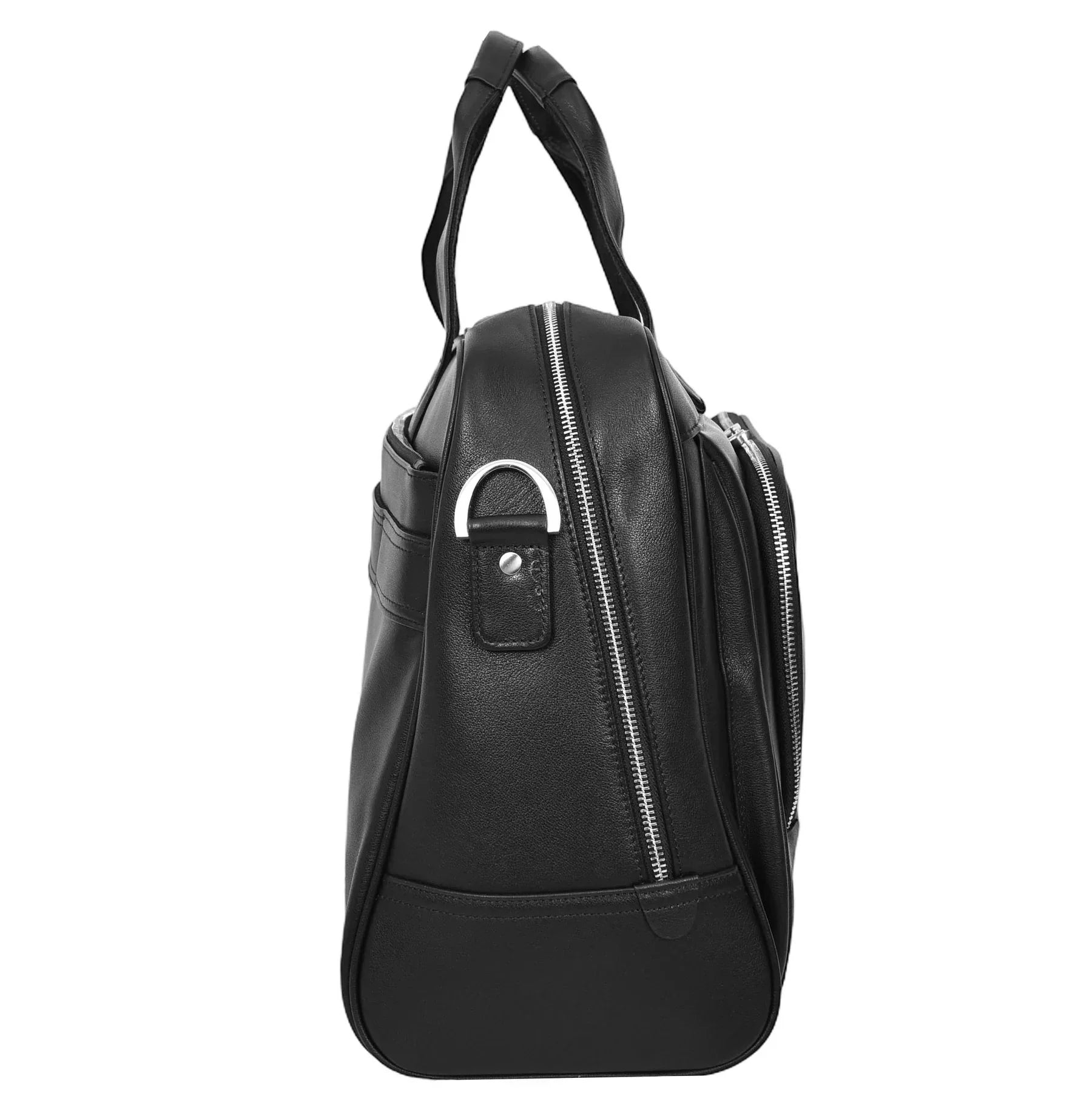 Black Leather Holdall Bag For Weekend Overnight And Travel