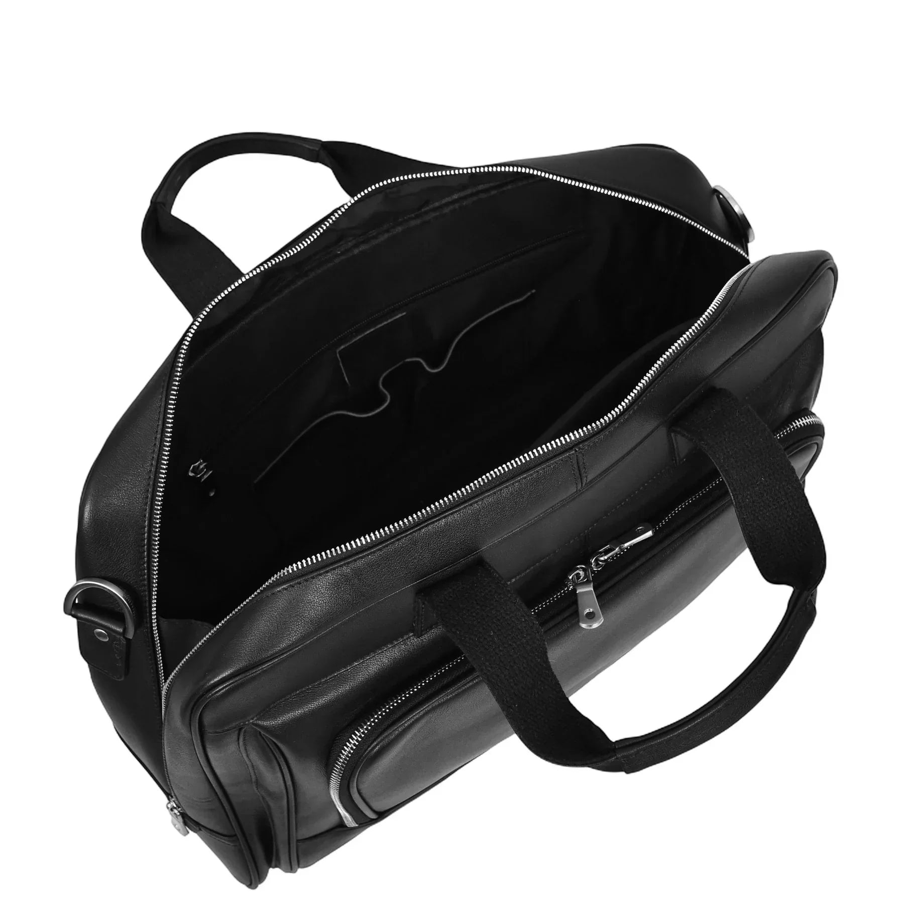 Black Leather Holdall Bag For Weekend Overnight And Travel