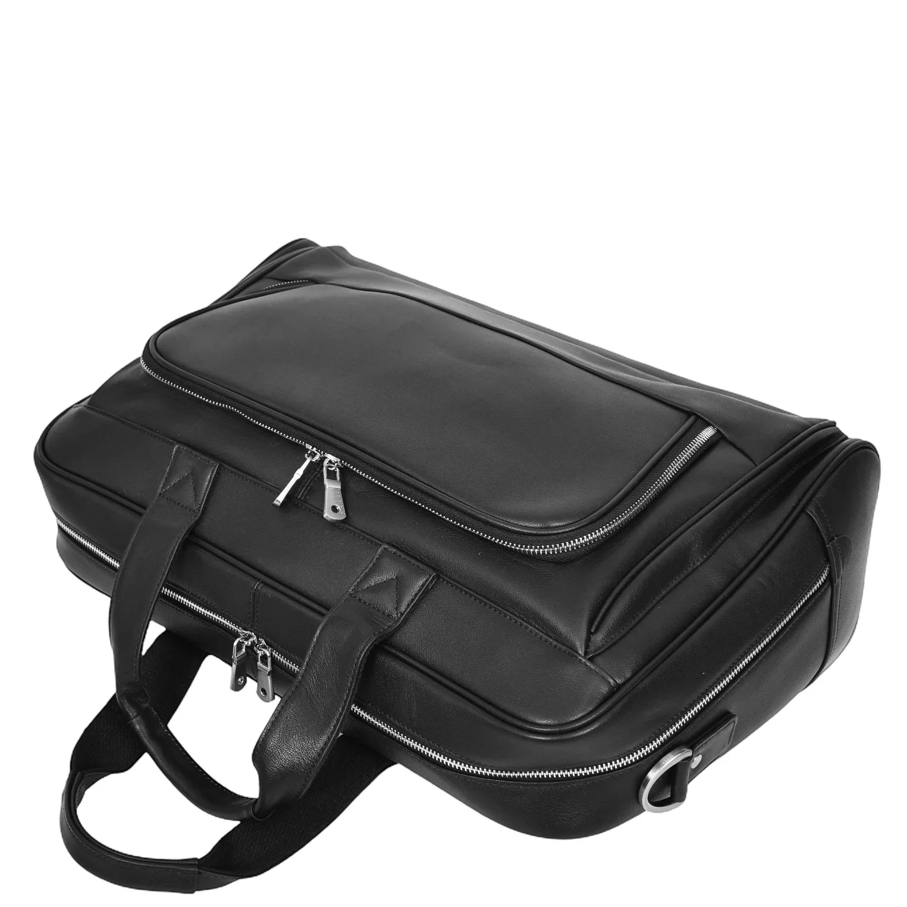 Black Leather Holdall Bag For Weekend Overnight And Travel