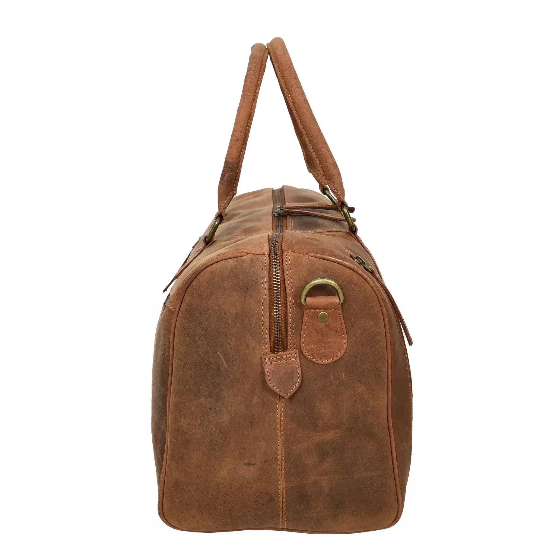 Compact Tan Leather Duffle Holdall for Weekend Getaways
