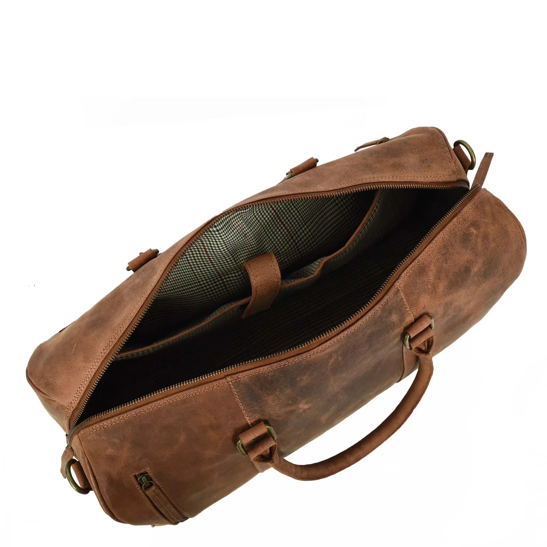 Compact Tan Leather Duffle Holdall for Weekend Getaways
