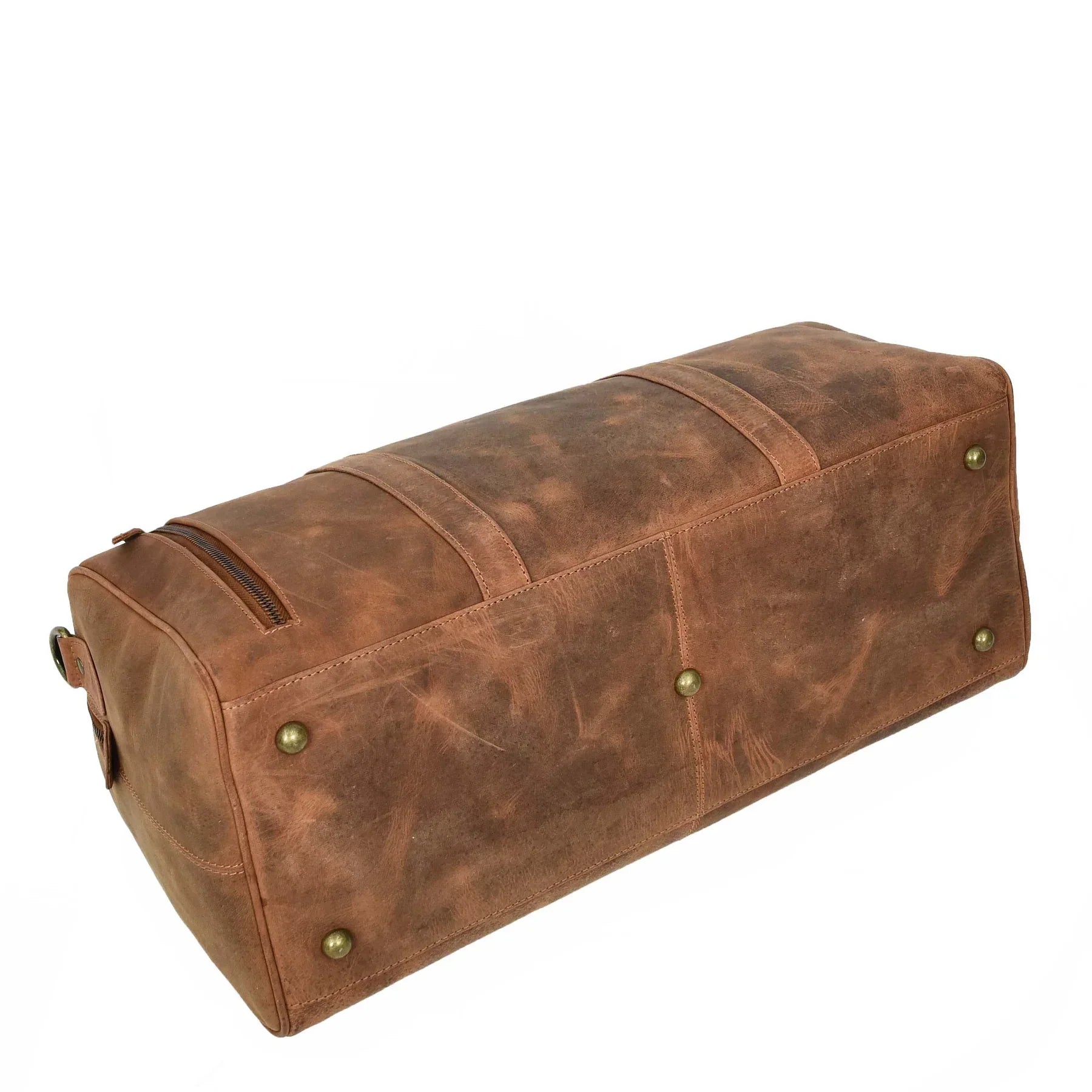 Compact Tan Leather Duffle Holdall for Weekend Getaways