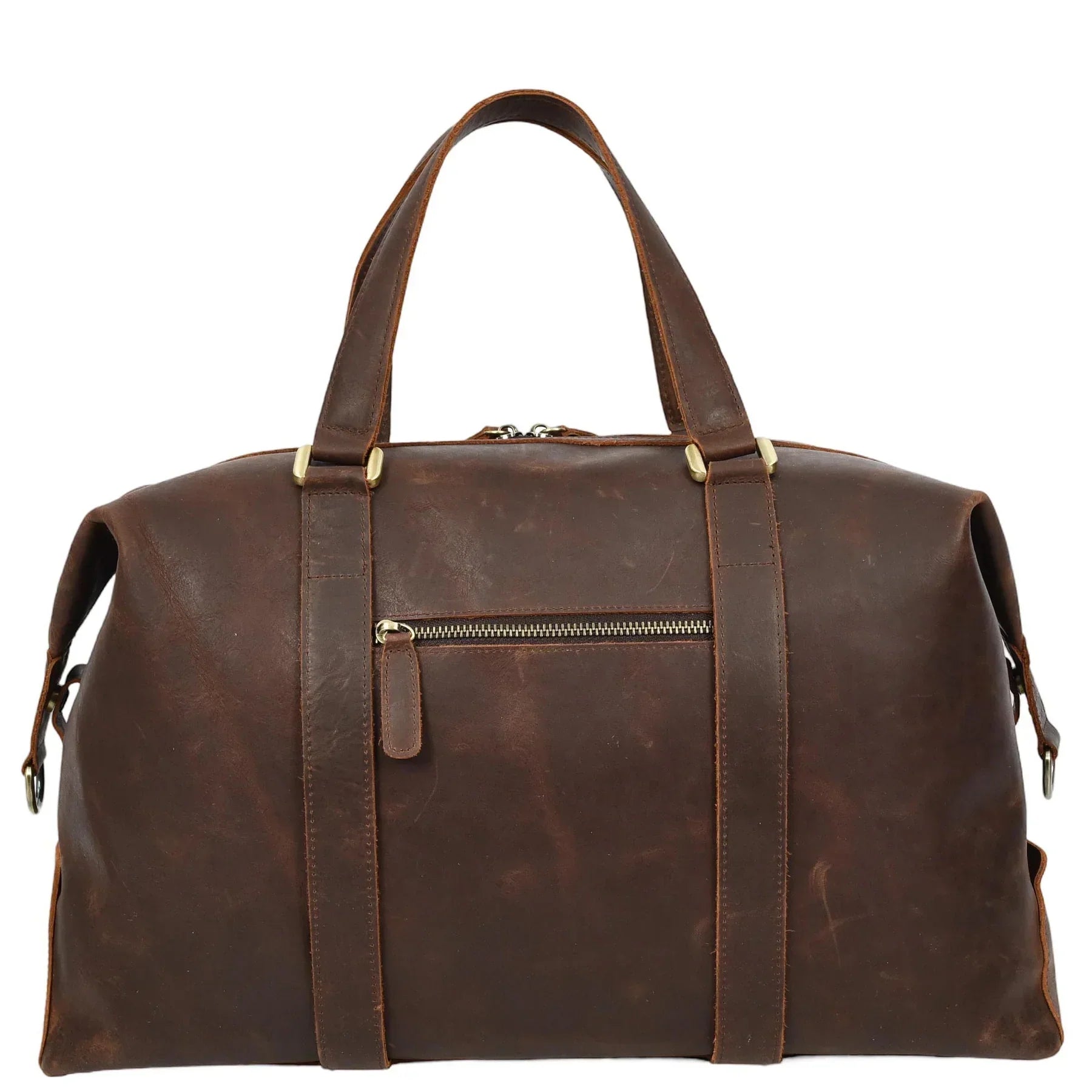 Rust Brown Leather Holdall Bag For Stylish Weekend Travel