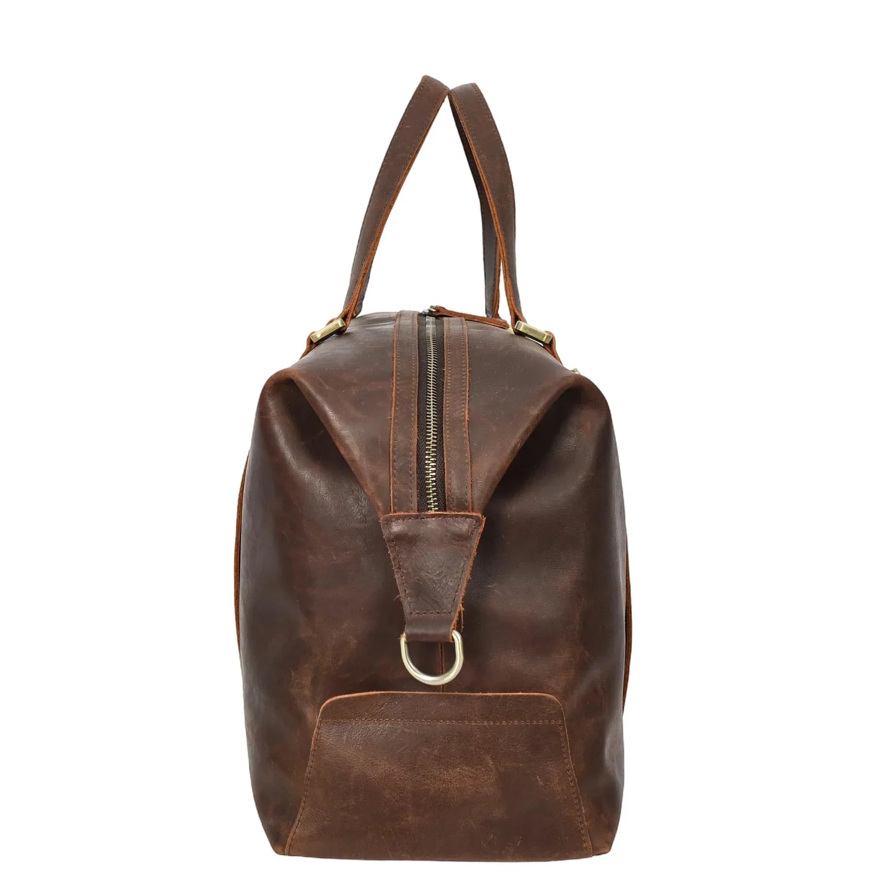 Rust Brown Leather Holdall Bag For Stylish Weekend Travel
