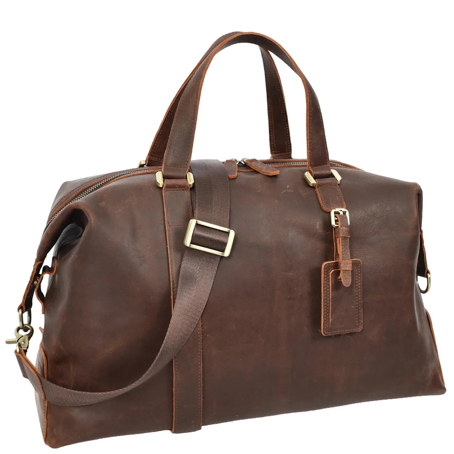 Rust Brown Leather Holdall Bag For Stylish Weekend Travel