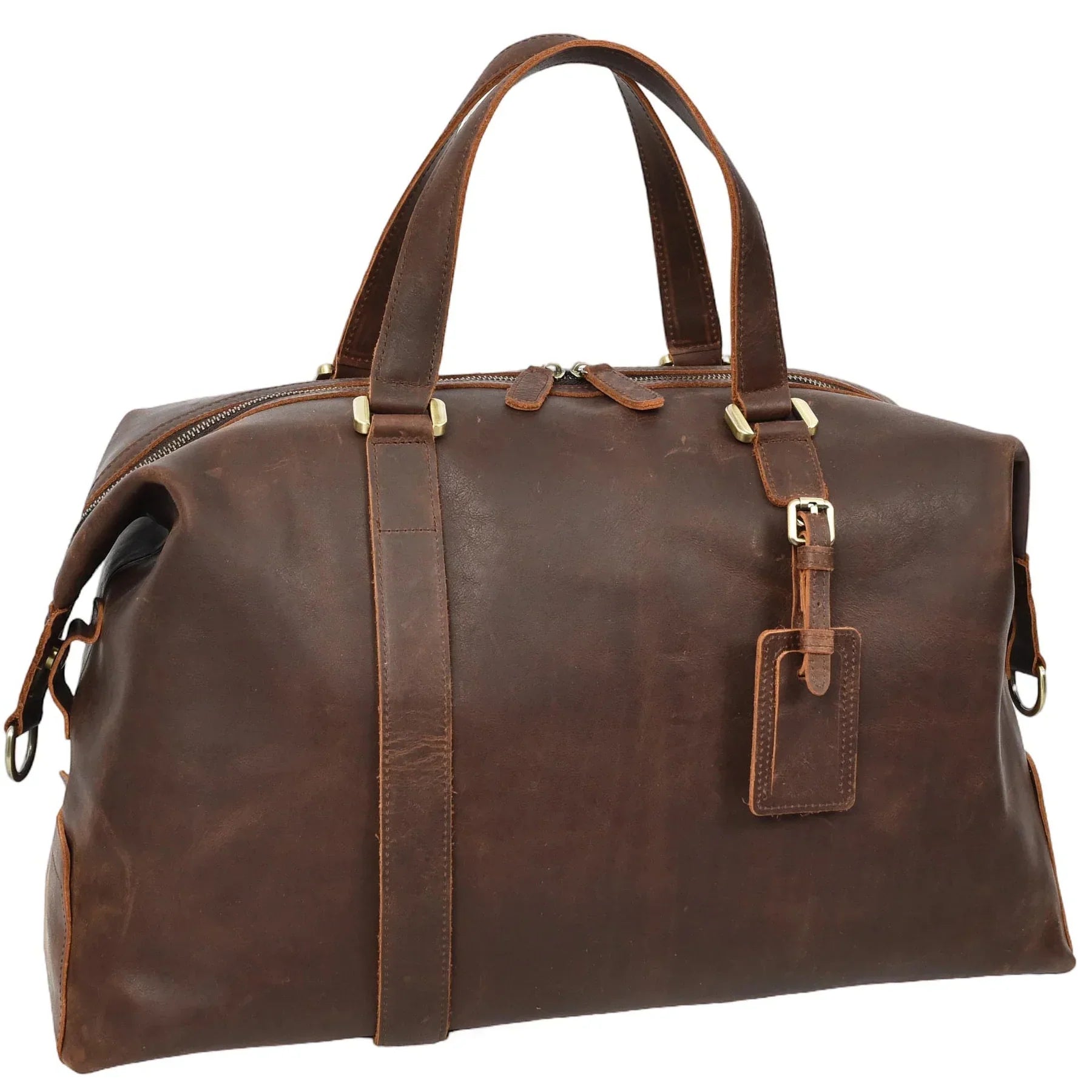 Rust Brown Leather Holdall Bag For Stylish Weekend Travel