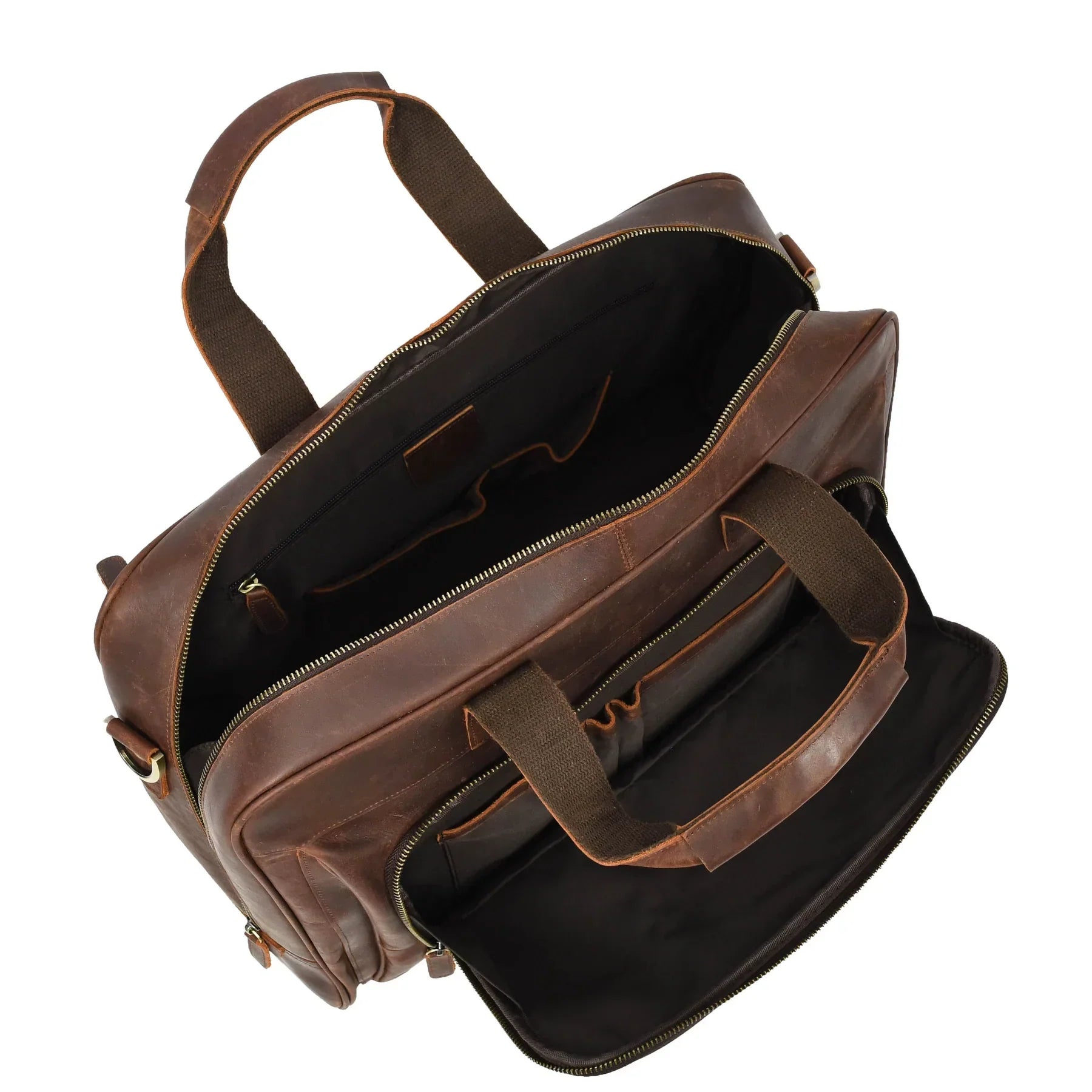 Rust Brown Leather Holdall Bag For Weekend And Travel Use