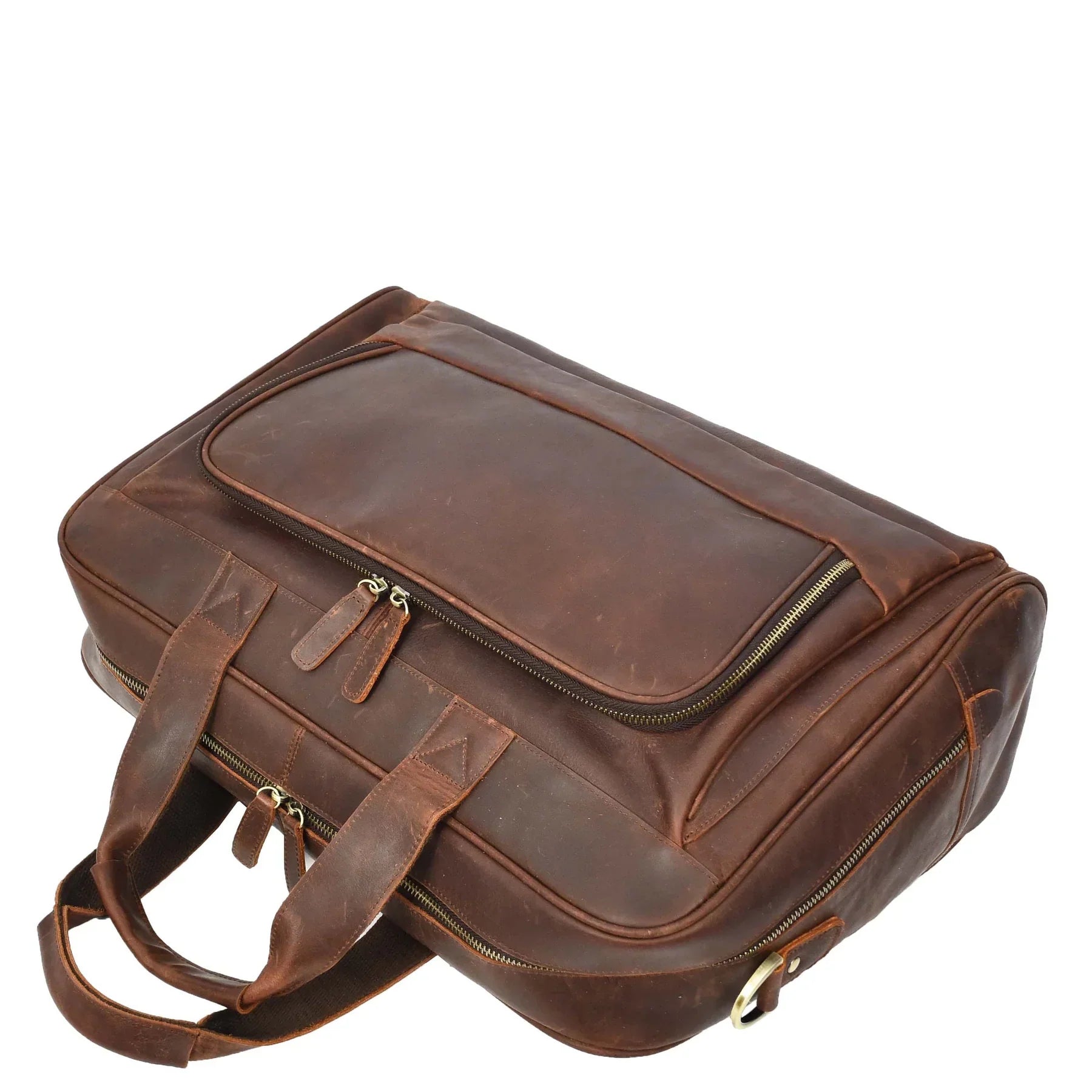 Rust Brown Leather Holdall Bag For Weekend And Travel Use
