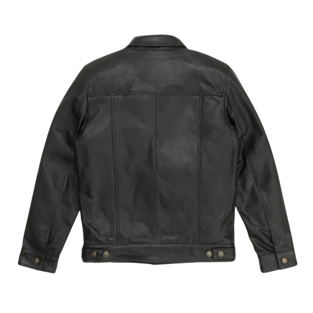 Tom Black Genuine Leather Trucker Jacket