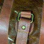 Classic Stand Collar Cowhide Leather Duffle Bag for Men