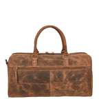 Compact Tan Leather Duffle Holdall for Weekend Getaways