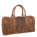 Compact Tan Leather Duffle Holdall for Weekend Getaways