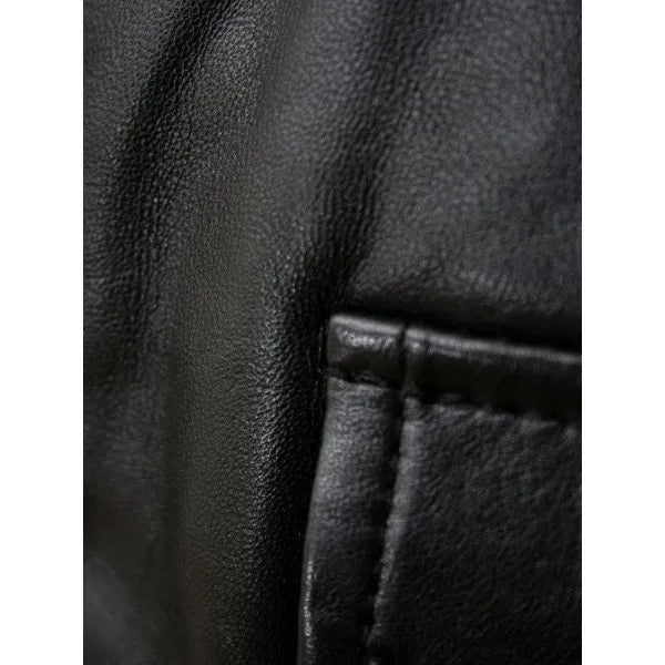 Men’s Black Leather Bomber Jacket
