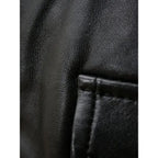 Men’s Black Leather Bomber Jacket