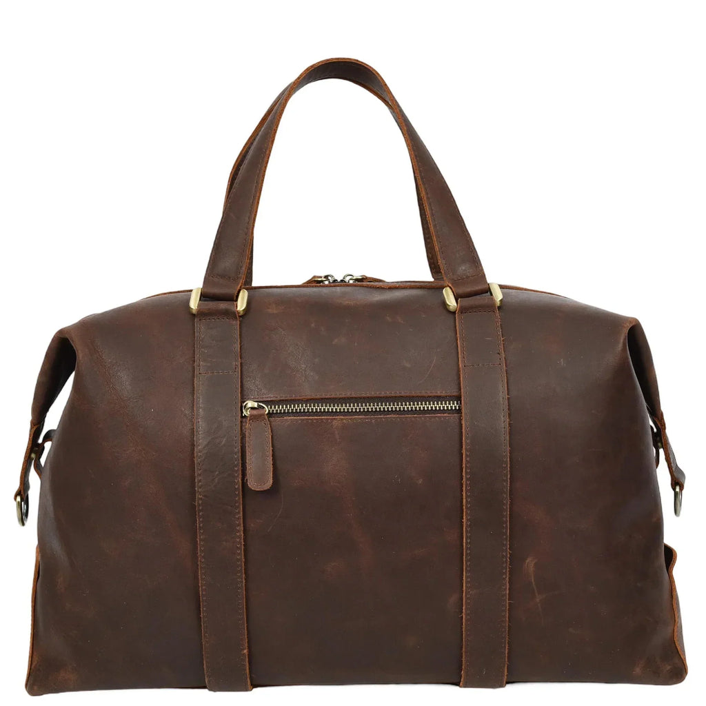 Rust Brown Leather Holdall Bag For Stylish Weekend Travel