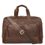 Rust Brown Leather Holdall Bag For Weekend And Travel Use