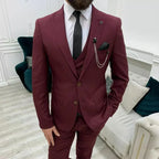 Mens Burgundy 3 Piece Suit for Formal Weddings