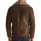 Mens Vintage Brown Shearling Leather Jacket