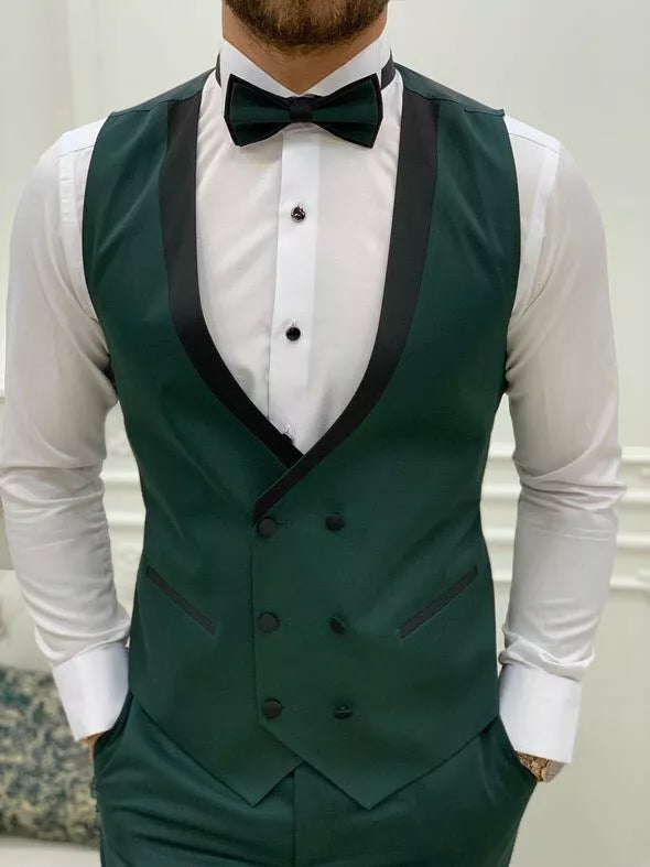 Mens Dark Green 3-Piece Wedding Tuxedo Suit