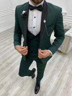 Mens Dark Green 3-Piece Wedding Tuxedo Suit