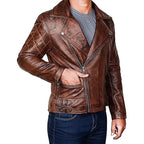 Diamond Quilted Distressed Leather Jacket