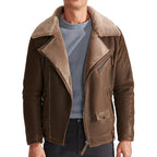 Mens Vintage Brown Shearling Leather Jacket