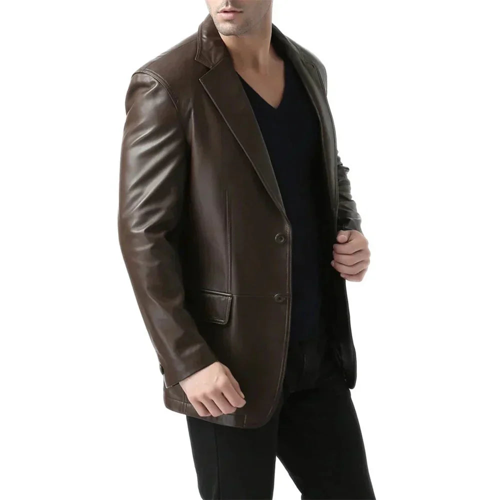 Brown Espresso Mens Leather Blazer