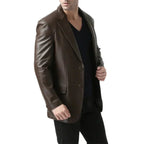 Brown Espresso Mens Leather Blazer