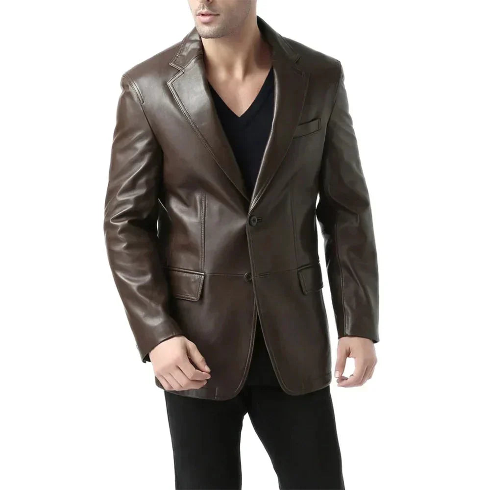 Brown Espresso Mens Leather Blazer