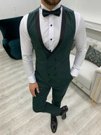 Men’s Green Slim Fit 3-Piece Tuxedo Wedding Suit, One-Button Groom Suit