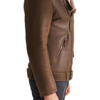 Mens Vintage Brown Shearling Leather Jacket