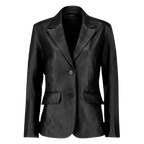 Women’s Black Two Button Leather Blazer